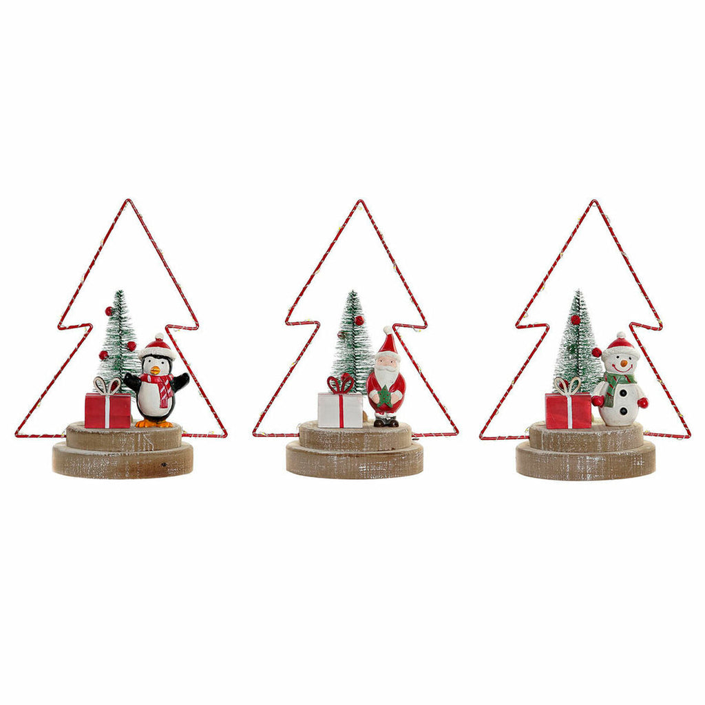 DKD Home Decor Christmas Ornament, Metal and Wood Tree (17 x 11 x 21 cm) (3 pcs)