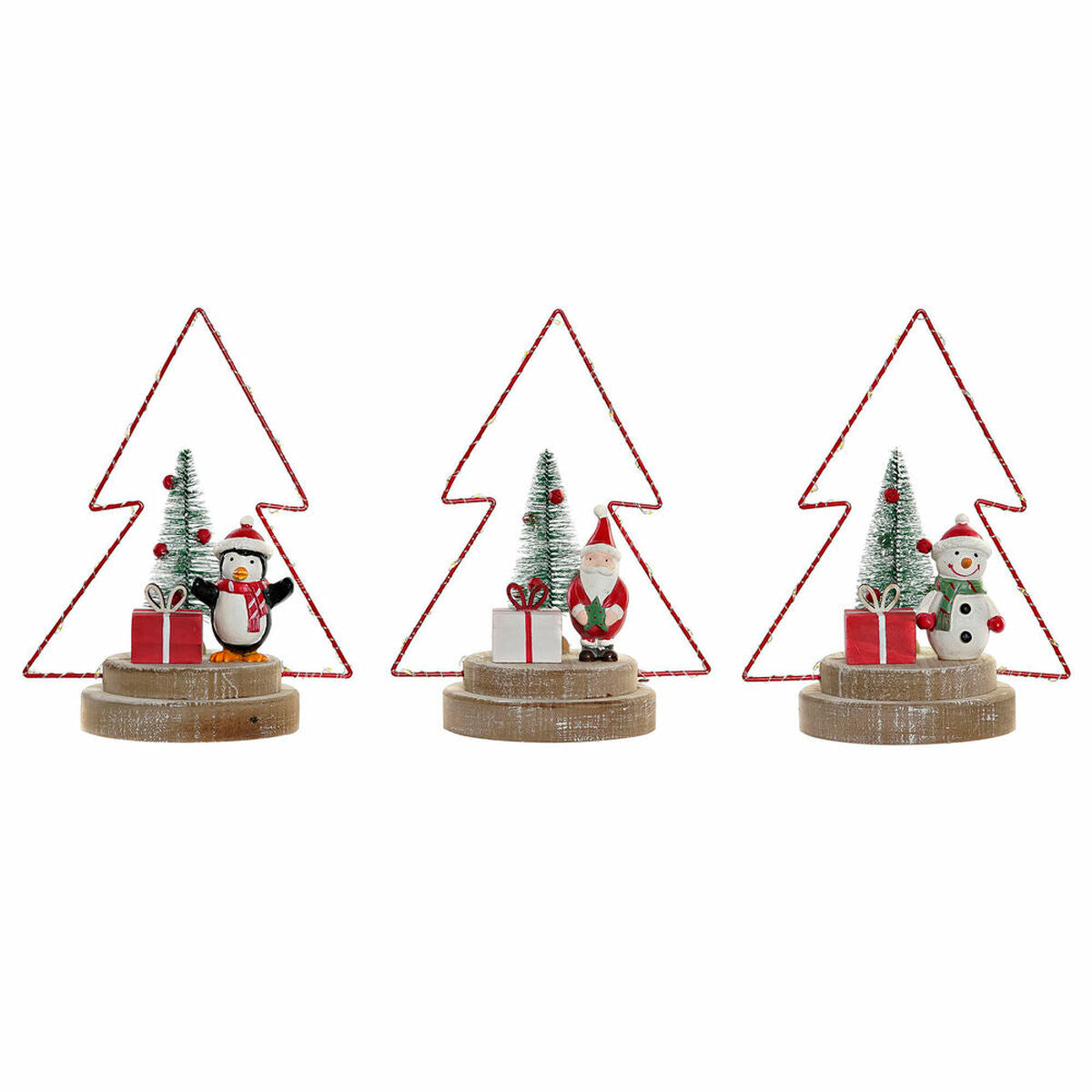 DKD Home Decor Christmas Ornament, Metal and Wood Tree (17 x 11 x 21 cm) (3 pcs)