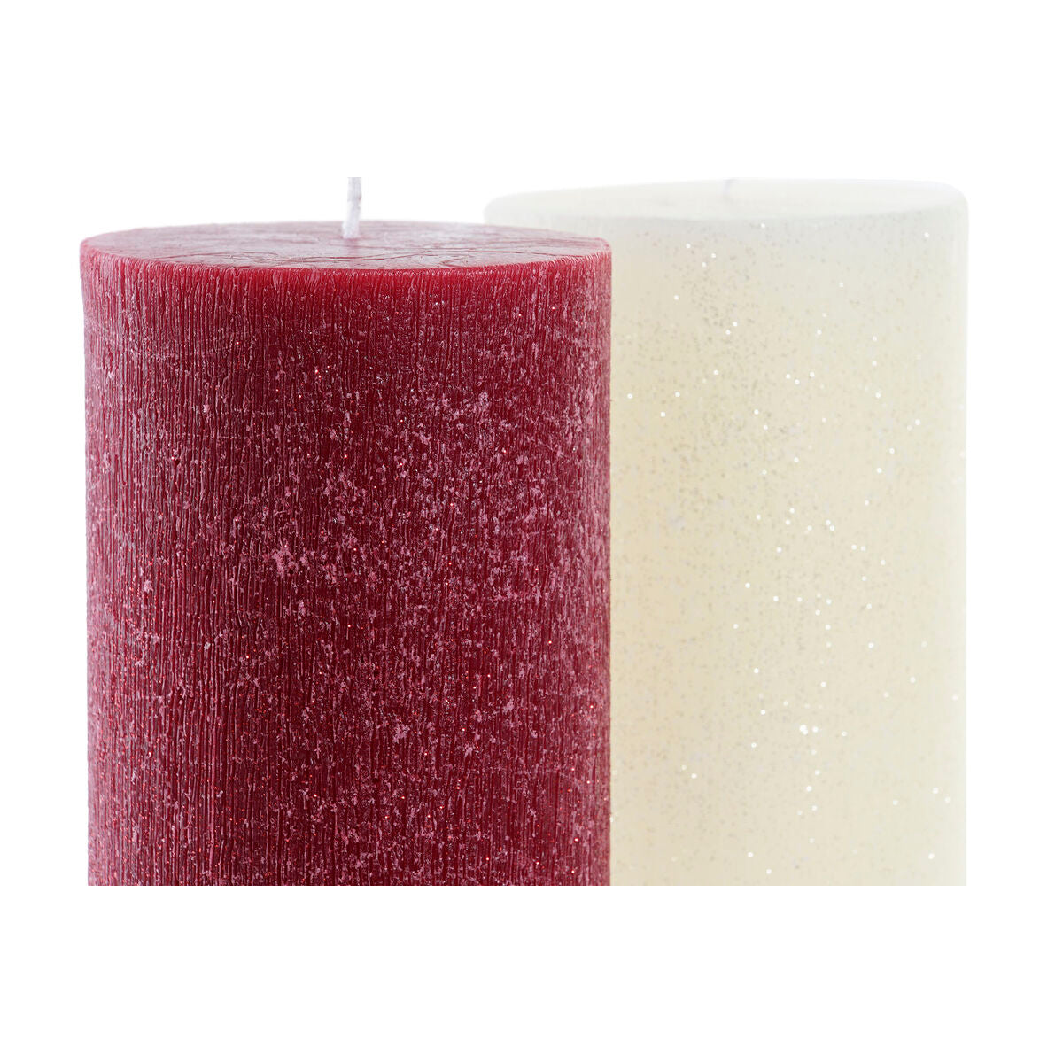 DKD Home Decor White Red Christmas Candle 9 x 9 x 15 cm (2 Units)