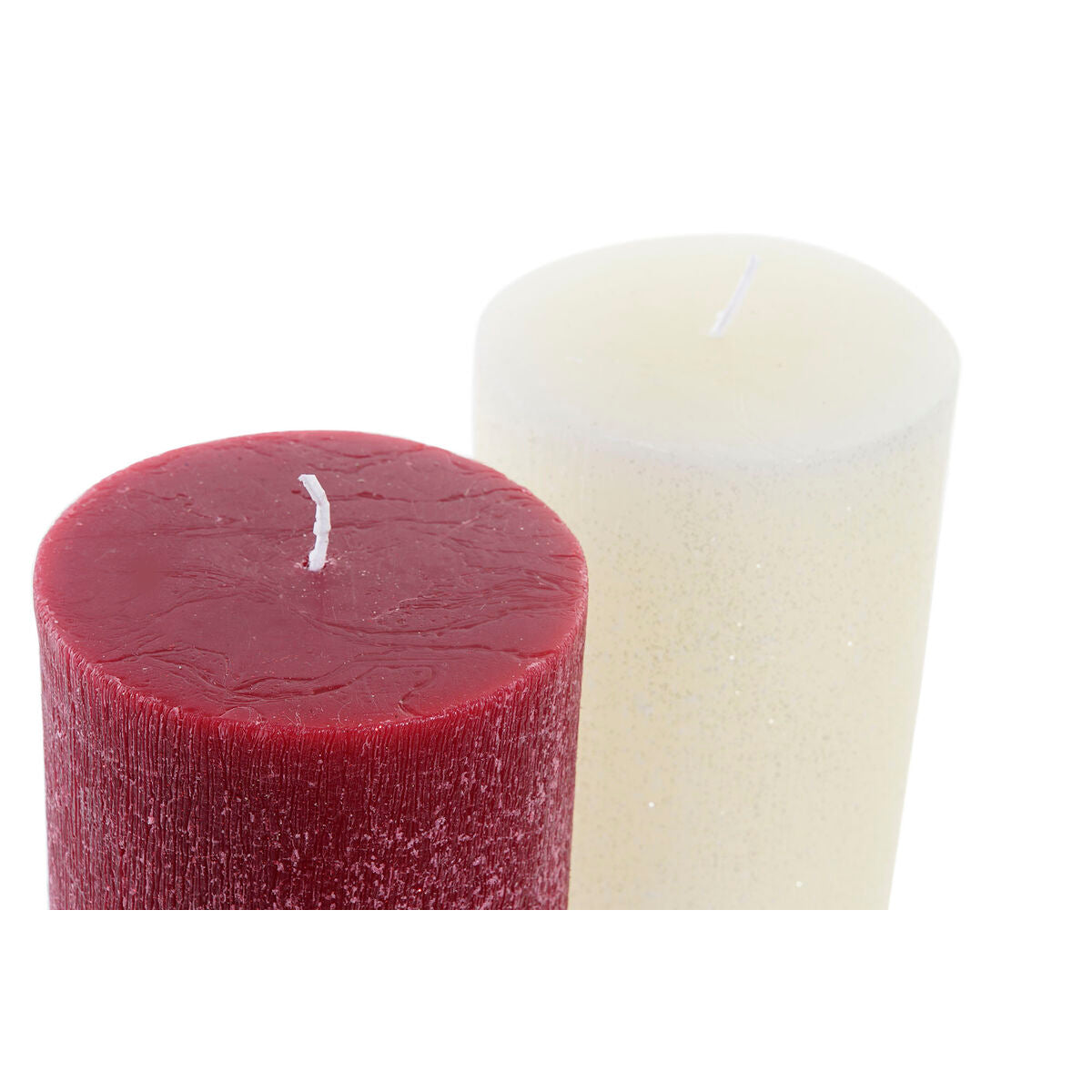 DKD Home Decor White Red Christmas Candle 9 x 9 x 15 cm (2 Units)