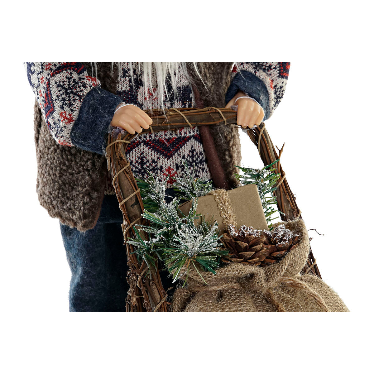 DKD Home Decor Christmas Ornament, Blue Brown, Wood, Santa Claus, 42 x 25 x 48 cm