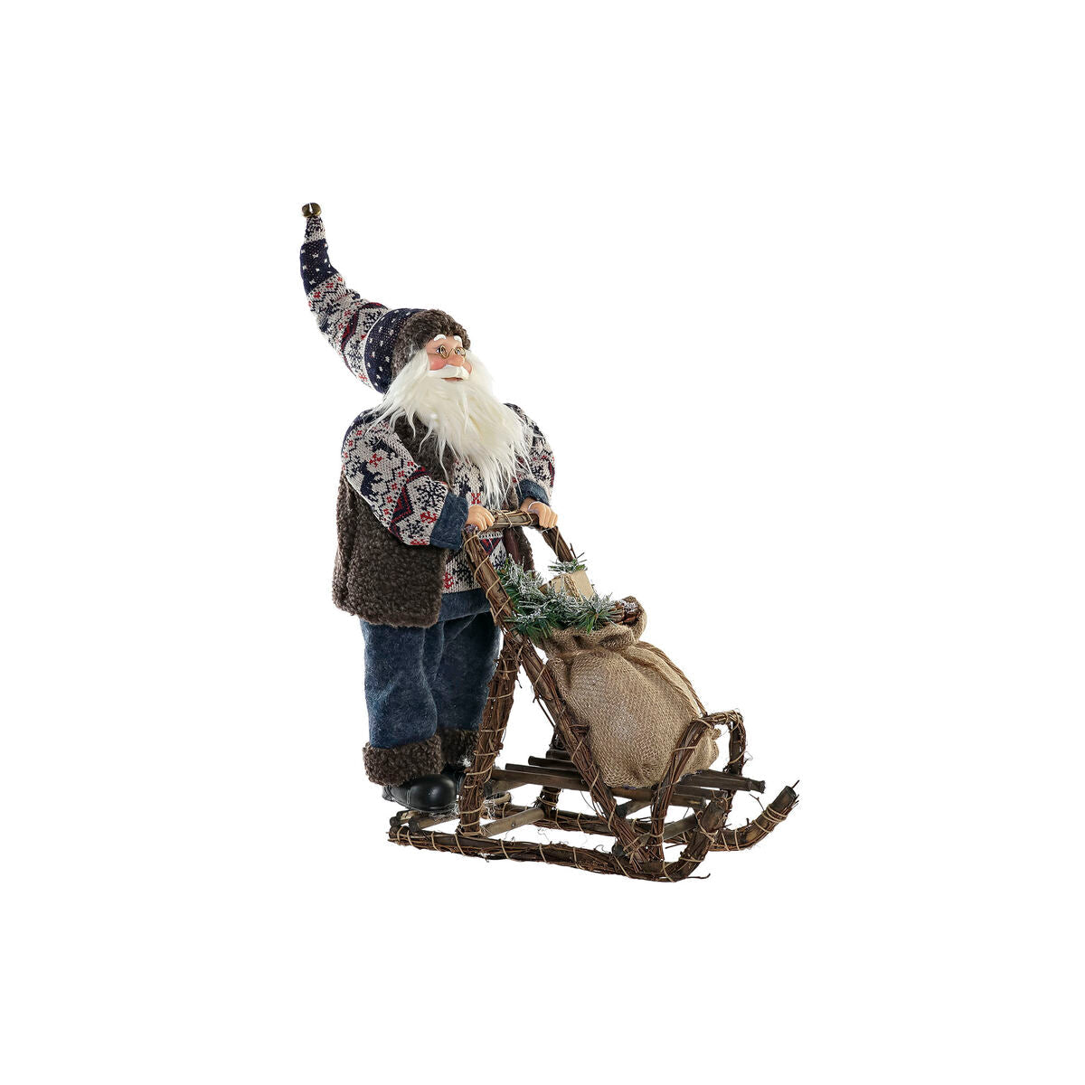 DKD Home Decor Christmas Ornament, Blue Brown, Wood, Santa Claus, 42 x 25 x 48 cm