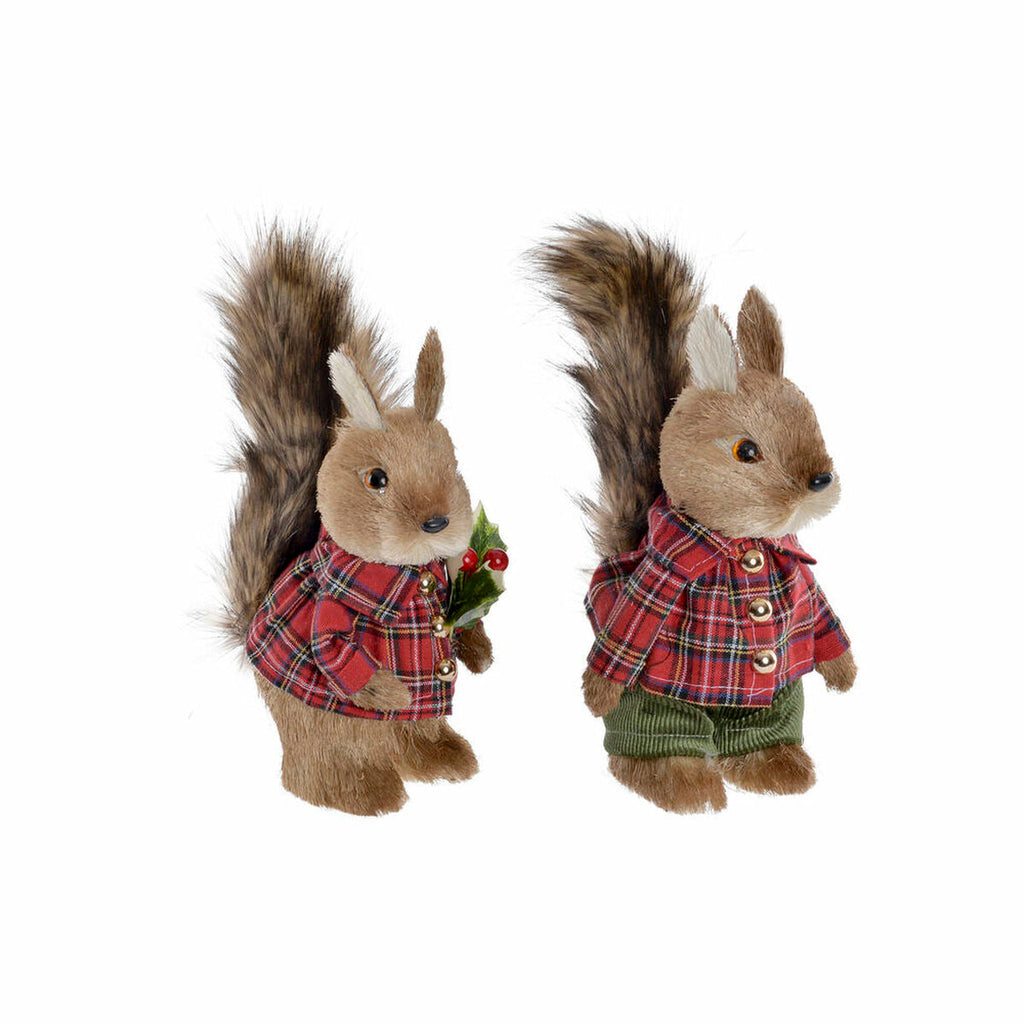 DKD Home Decor Christmas Ornament Polyester Squirrel (2 pcs) (12 x 15 x 25 cm)
