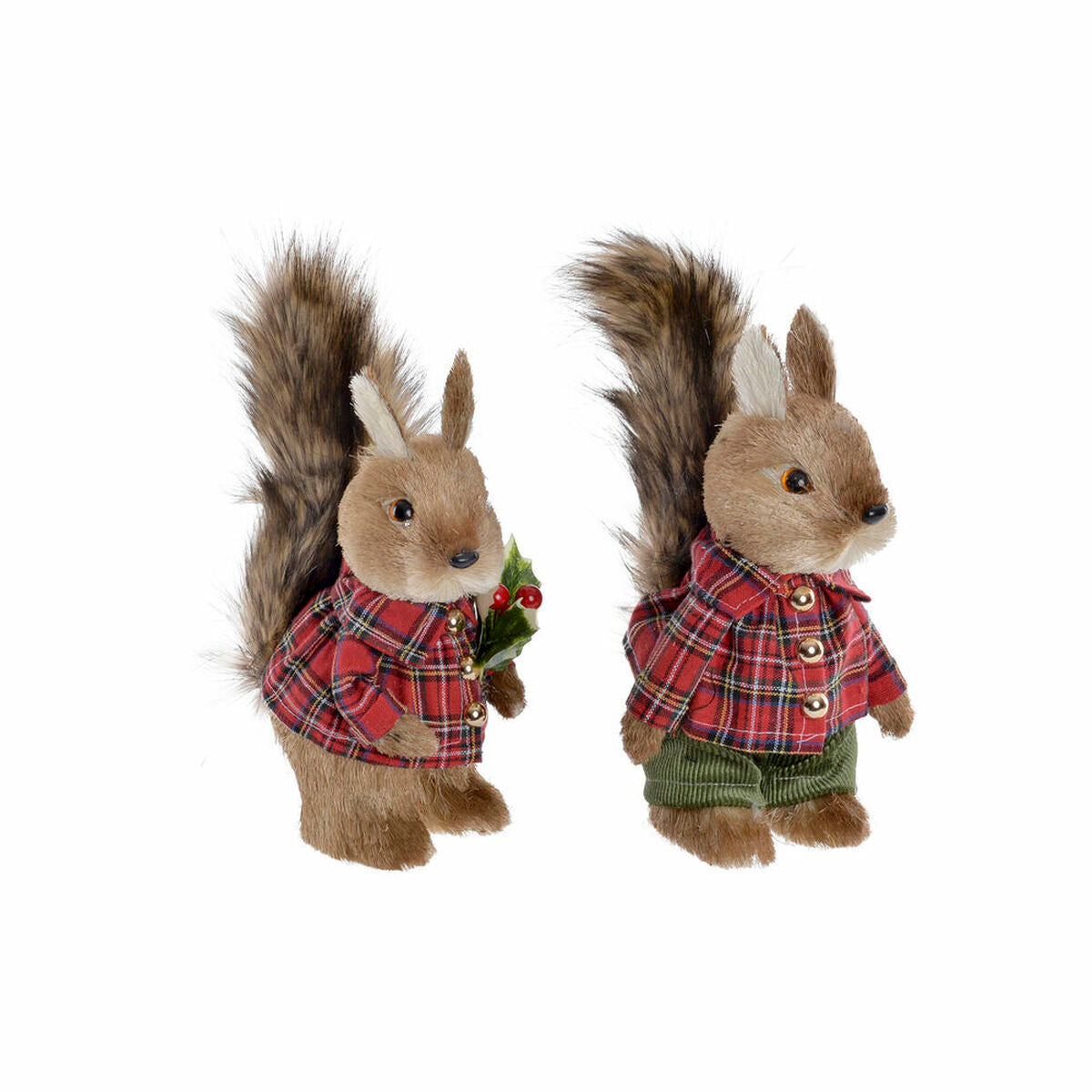 DKD Home Decor Christmas Ornament Polyester Squirrel (2 pcs) (12 x 15 x 25 cm)