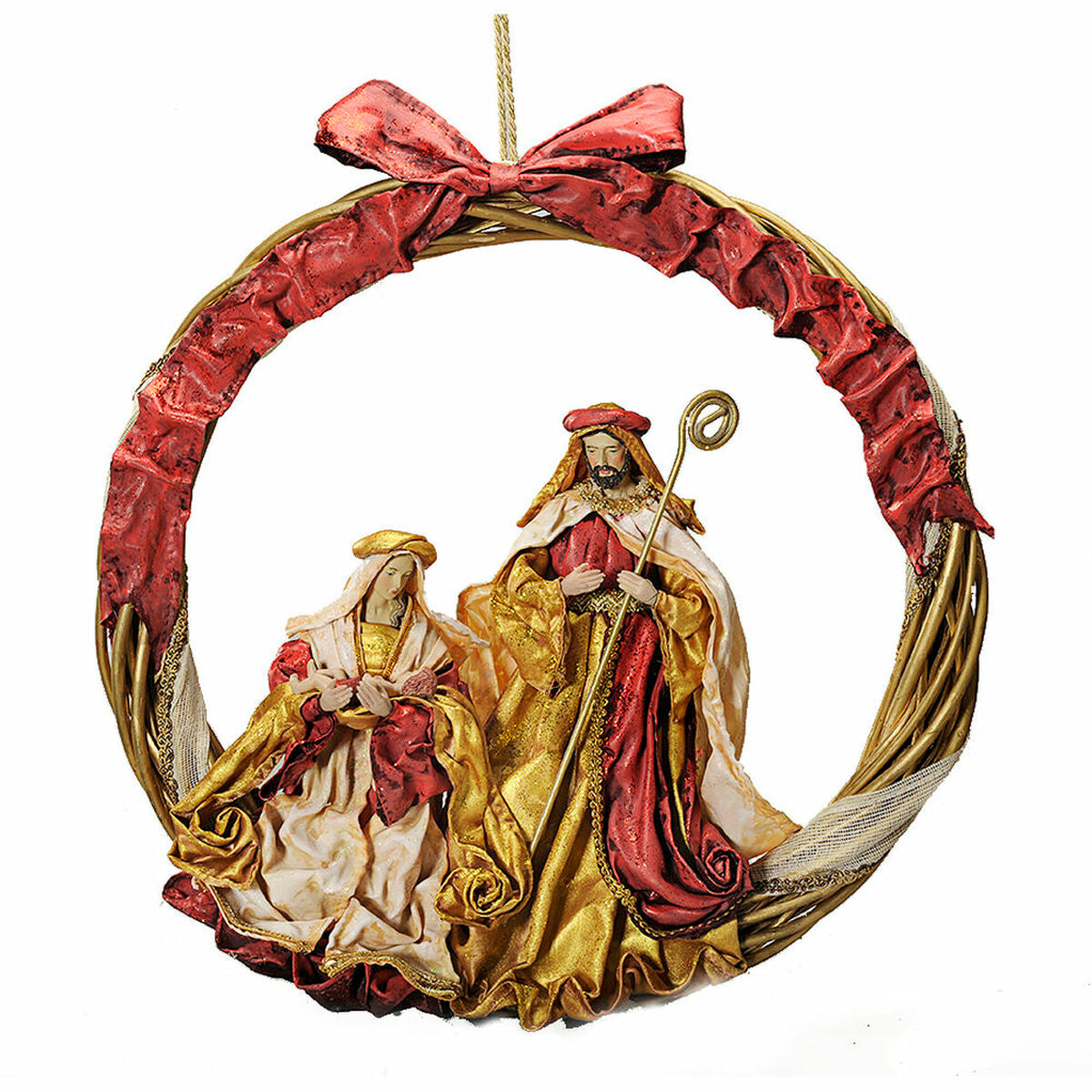 DKD Home Decor Christmas Ornament, Red and Gold Plastic Crown, 50 x 5 x 50 cm