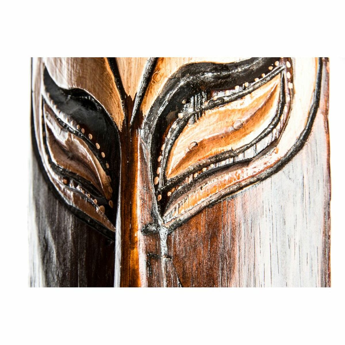 DKD Home Decor Beige Dark Brown Wood Tribal Mask Wall Decoration (15 x 6 x 100 cm) (4 Units)