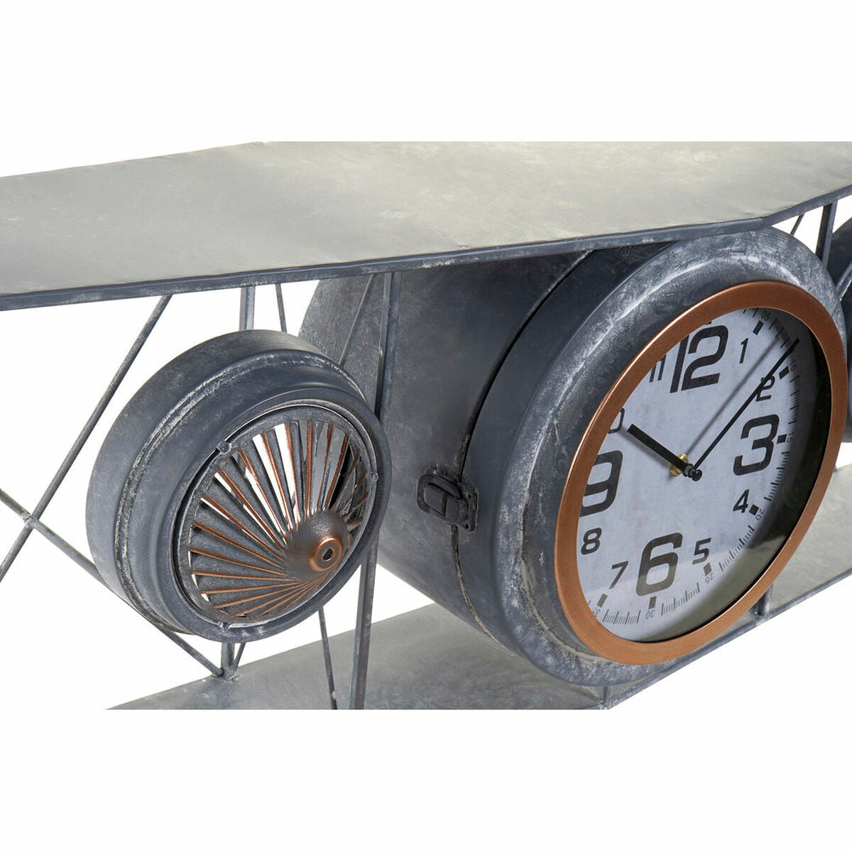 DKD Home Decor Crystal Iron Airplane Wood MDF Dark Gray Wall Clock (120 x 21 x 33.5 cm)