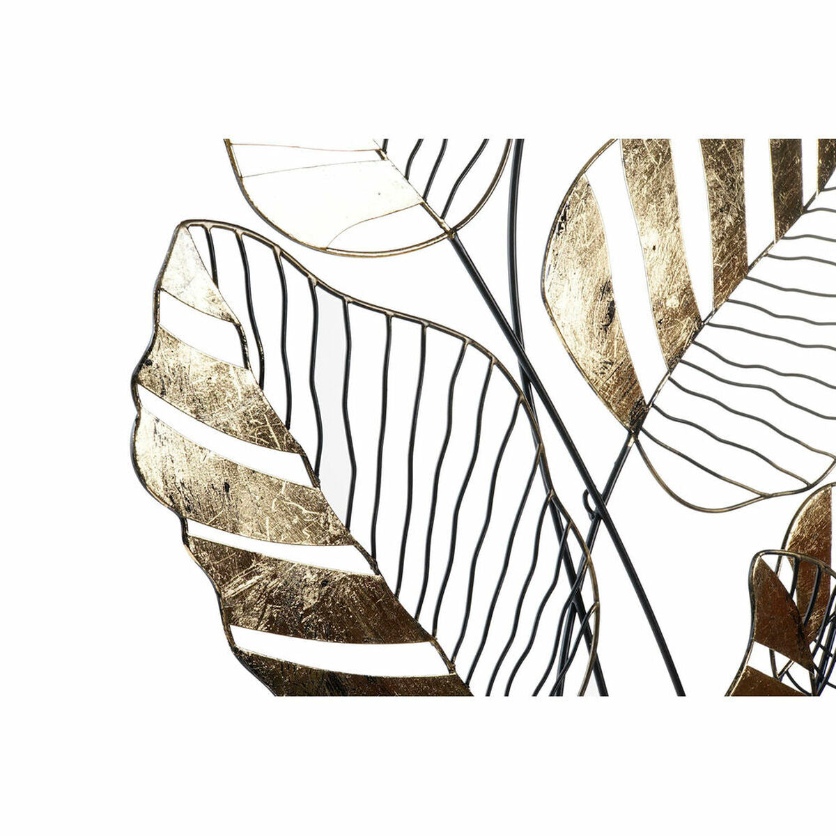DKD Home Decor Black Gold Plant Leaf Wall Decoration 77 x 2.5 x 103 cm
