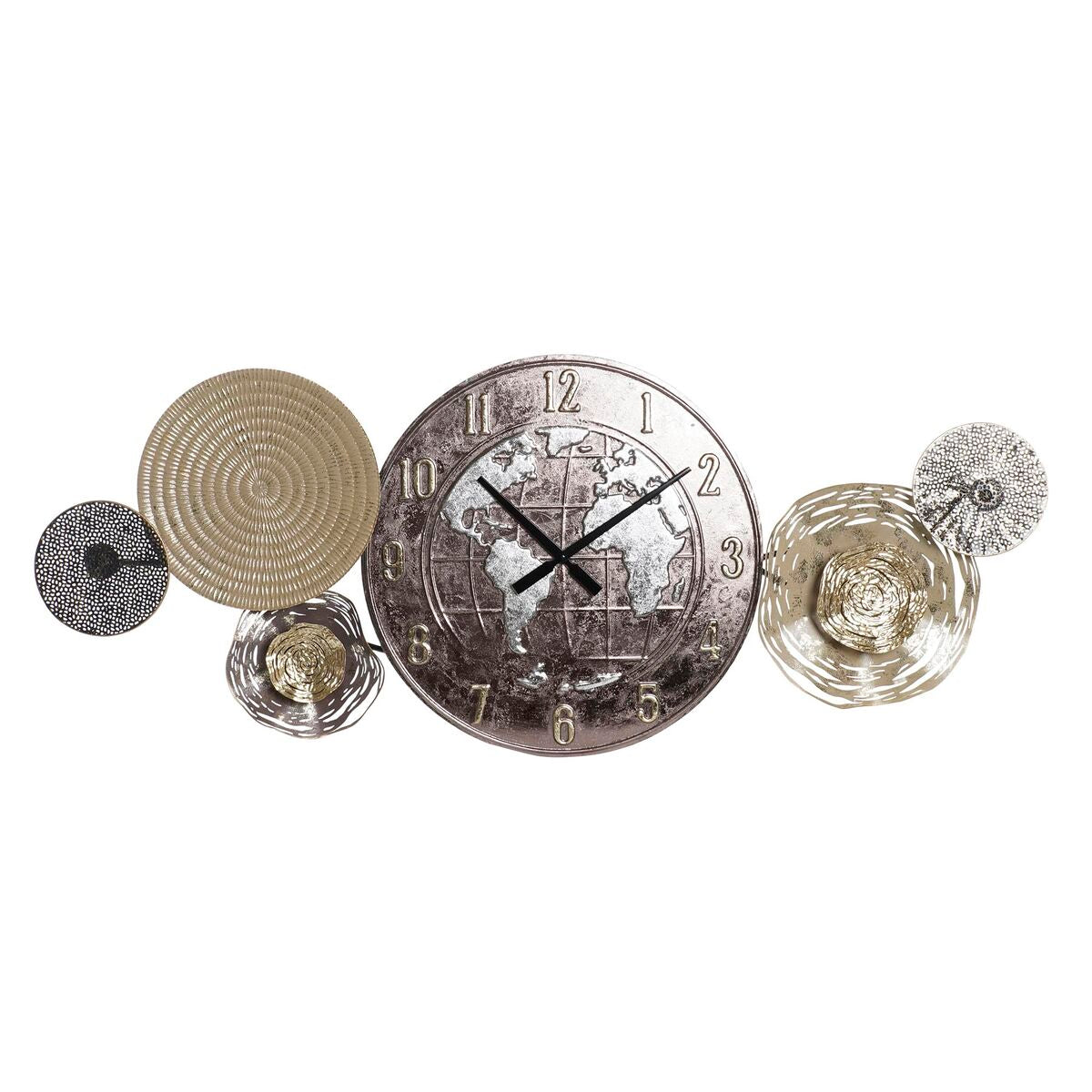 DKD Home Decor Gold Metal World Map Wall Clock (121 x 9.5 x 49.5 cm)