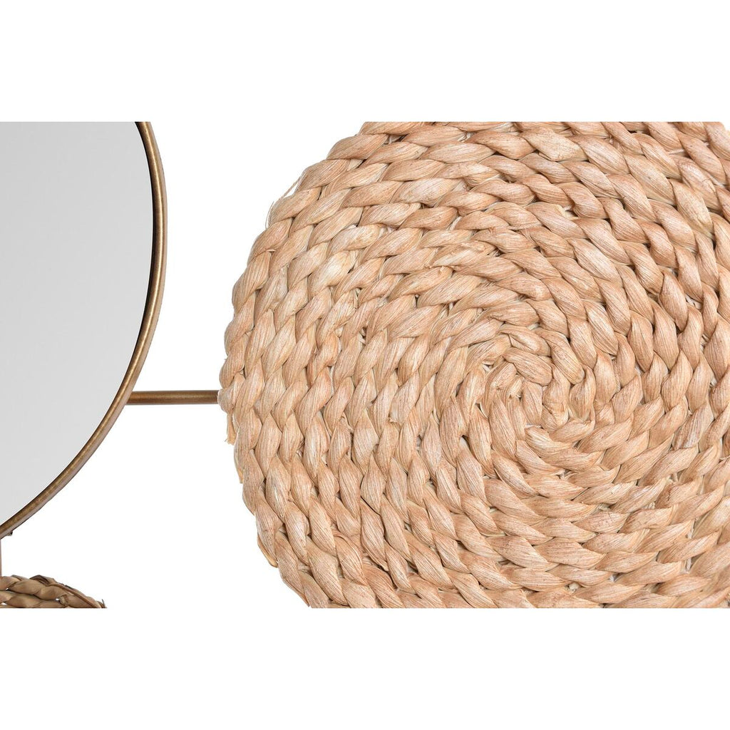 DKD Home Decor Wall Decoration Mirror Natural Metal Brown Copper Fiber (72 x 3.5 x 74 cm)