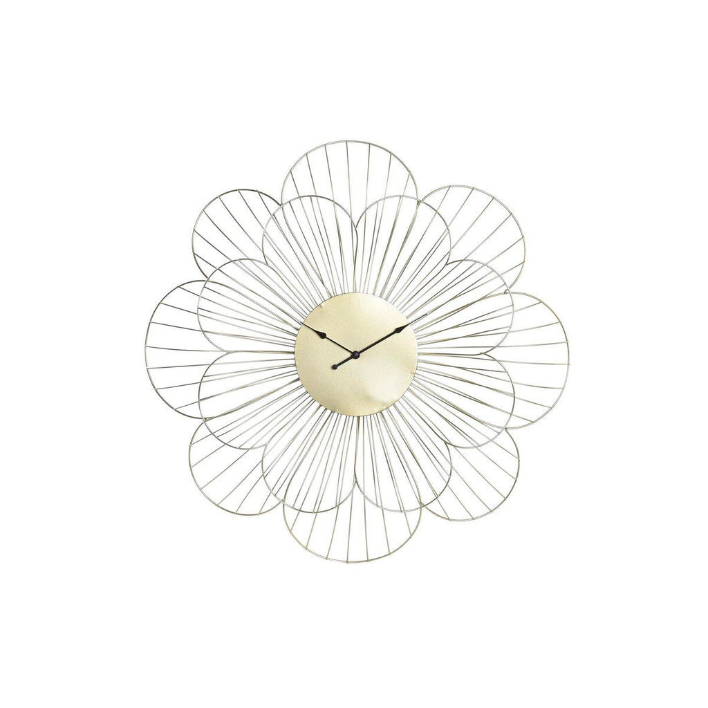 Relógio de Parede DKD Home Decor Flor Dourado Metal (57 x 4 x 57 cm)
