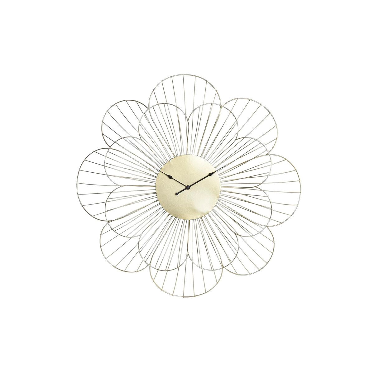 DKD Home Decor Flower Wall Clock, Gold Metal (57 x 4 x 57 cm)