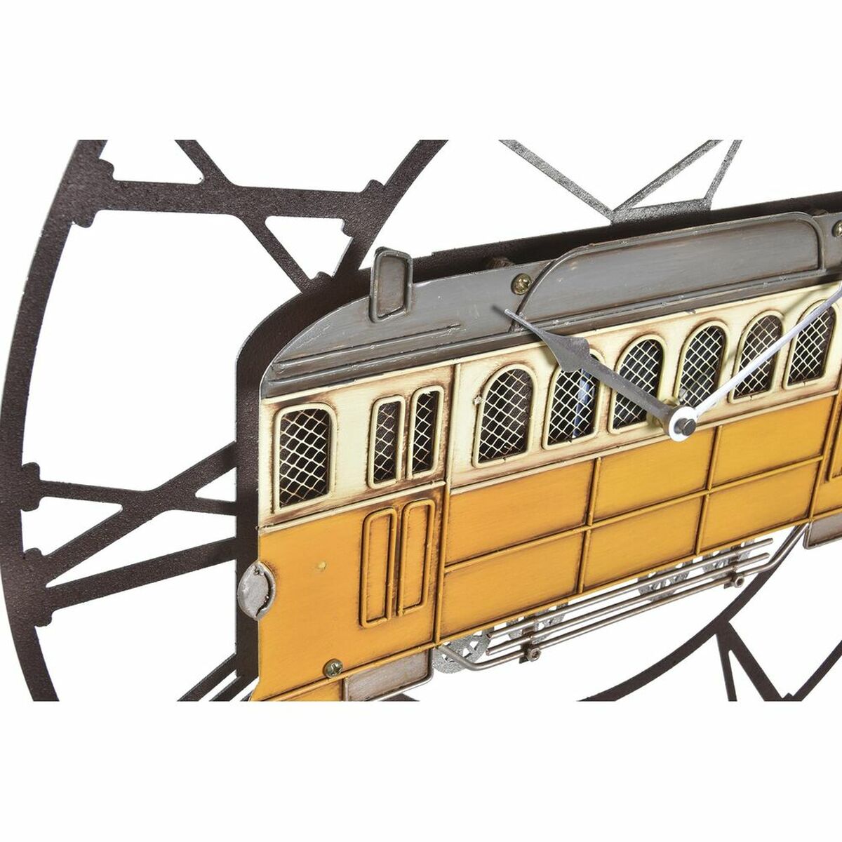 Relógio de Parede DKD Home Decor 49,5 x 3,5 x 48 cm Metal Verde Amarelo Vintage Comboio (2 Unidades)