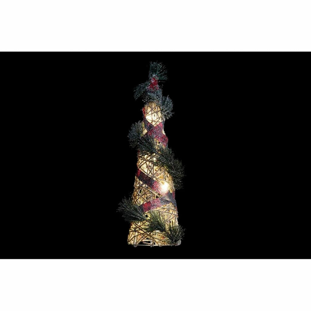 DKD Home Decor Christmas LED Cones, Red Green, Natural Snowy, 20 x 20 x 80 cm (3 Pieces)