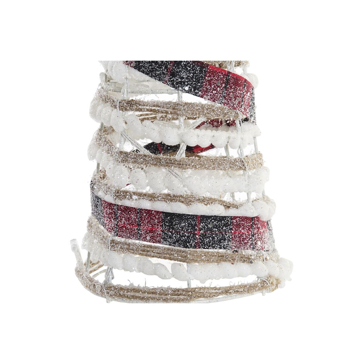 DKD Home Decor LED Christmas Cones, White, Black, Red, Natural, Silver, 20 x 20 x 80 cm (3 Pieces)