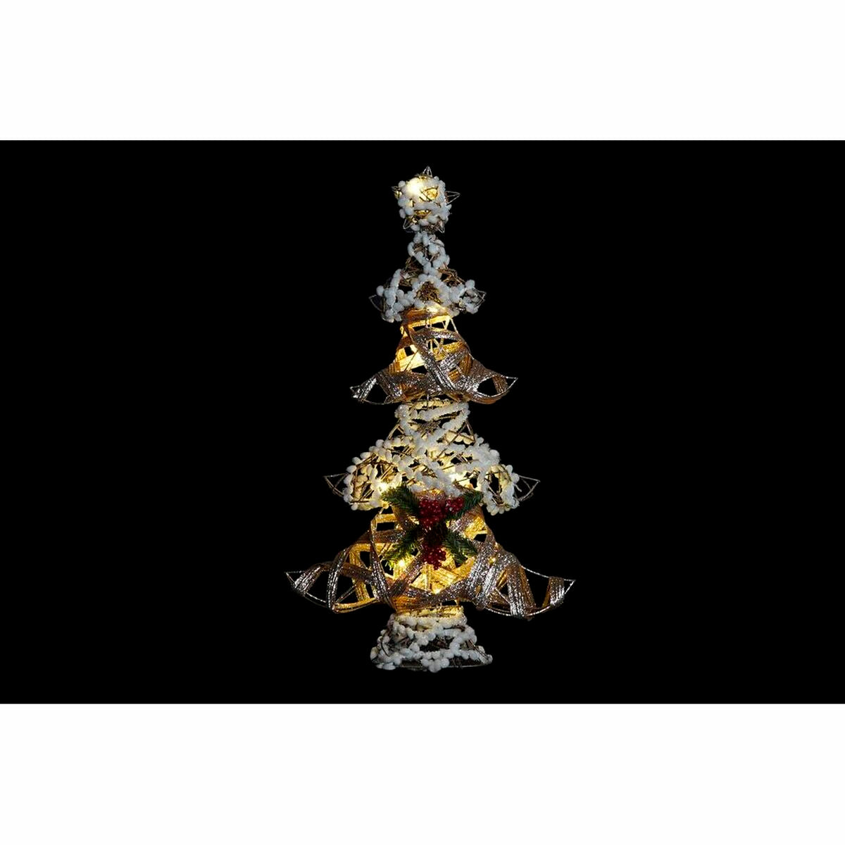 DKD Home Decor Gold White Rattan Christmas Tree (32 x 10 x 56 cm) (2 Units)