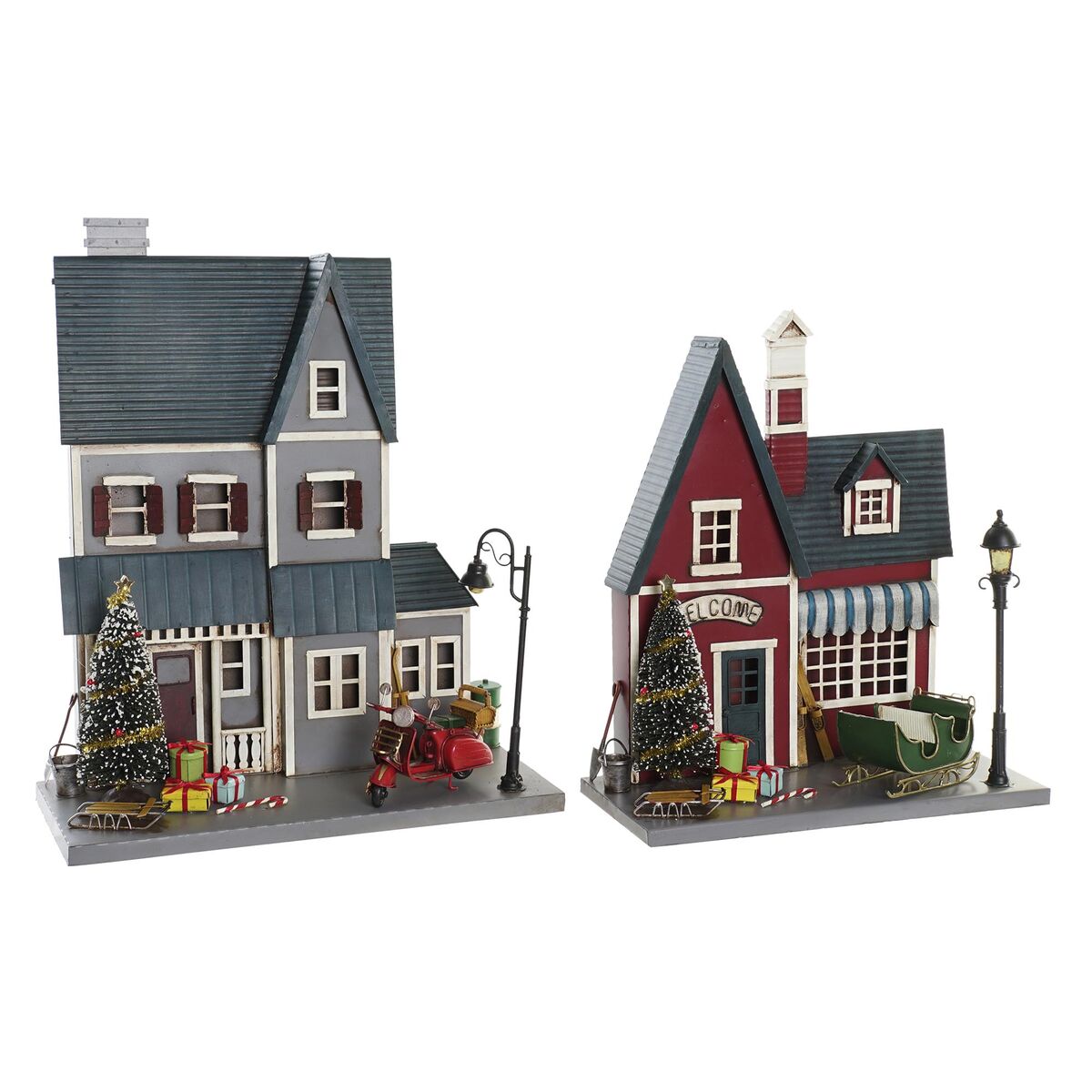 Christmas Ornament DKD Home Decor Metal PVC House (30 x 12.5 x 40 cm) (2 Units)