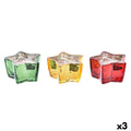 Vela DKD Home Decor Amarelo Vermelho Verde Estrela Natal 10 x 10 x 5,5 cm (3 Unidades)