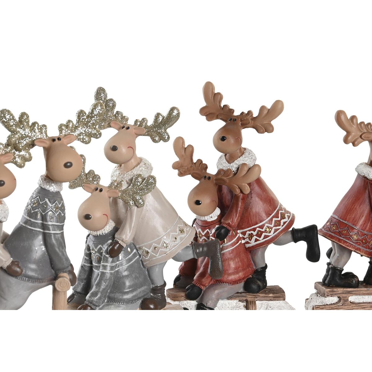Christmas Ornament DKD Home Decor Resin Reindeer (13 x 6 x 18 cm) (4 Units)
