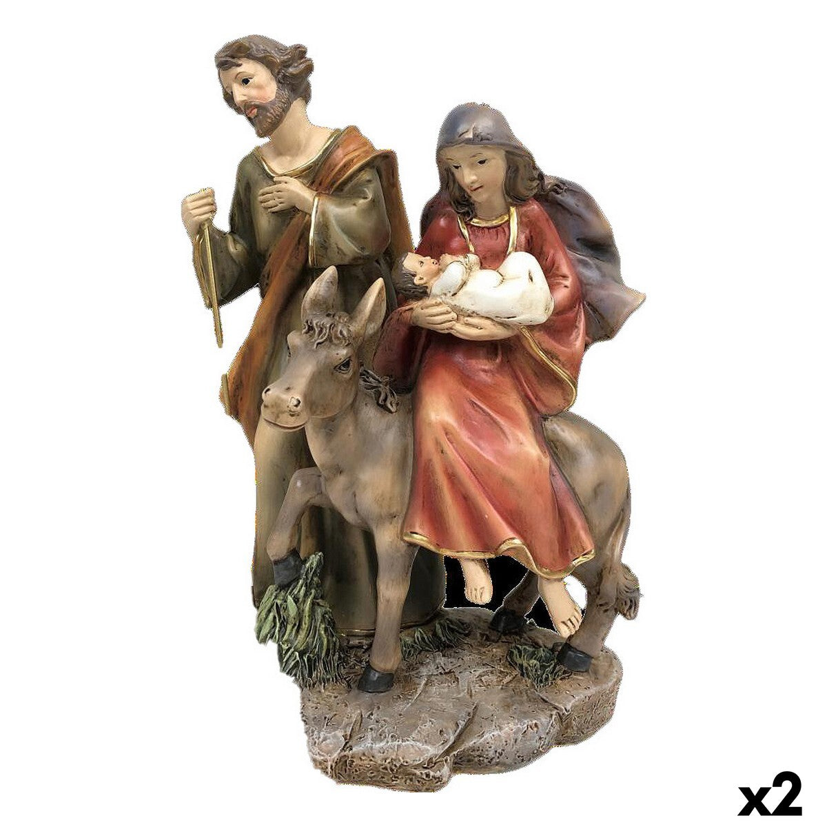 DKD Home Decor Resin Nativity Scene (2 Units) (12 x 12 x 21 cm)