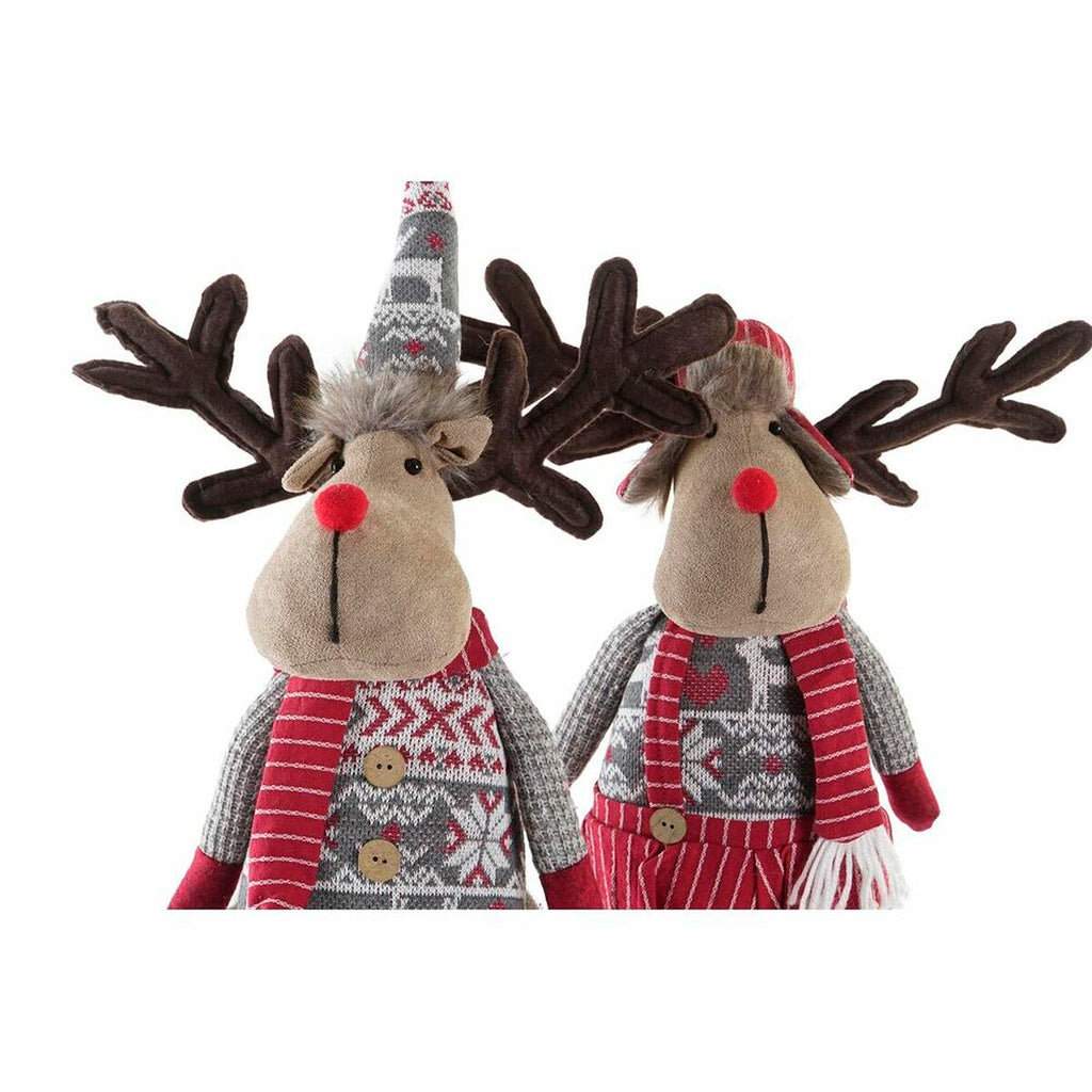 Decorative Figure DKD Home Decor Christmas Reindeer Polyester (20 x 10 x 58 cm) (2 Units)