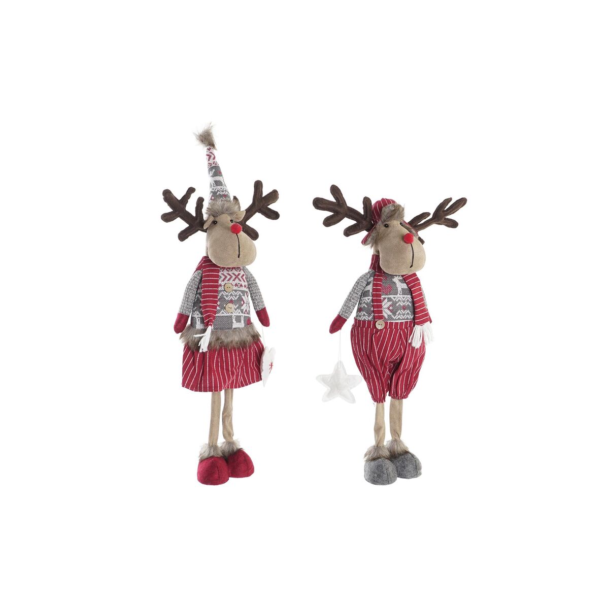 Decorative Figure DKD Home Decor Christmas Reindeer Polyester (20 x 10 x 58 cm) (2 Units)
