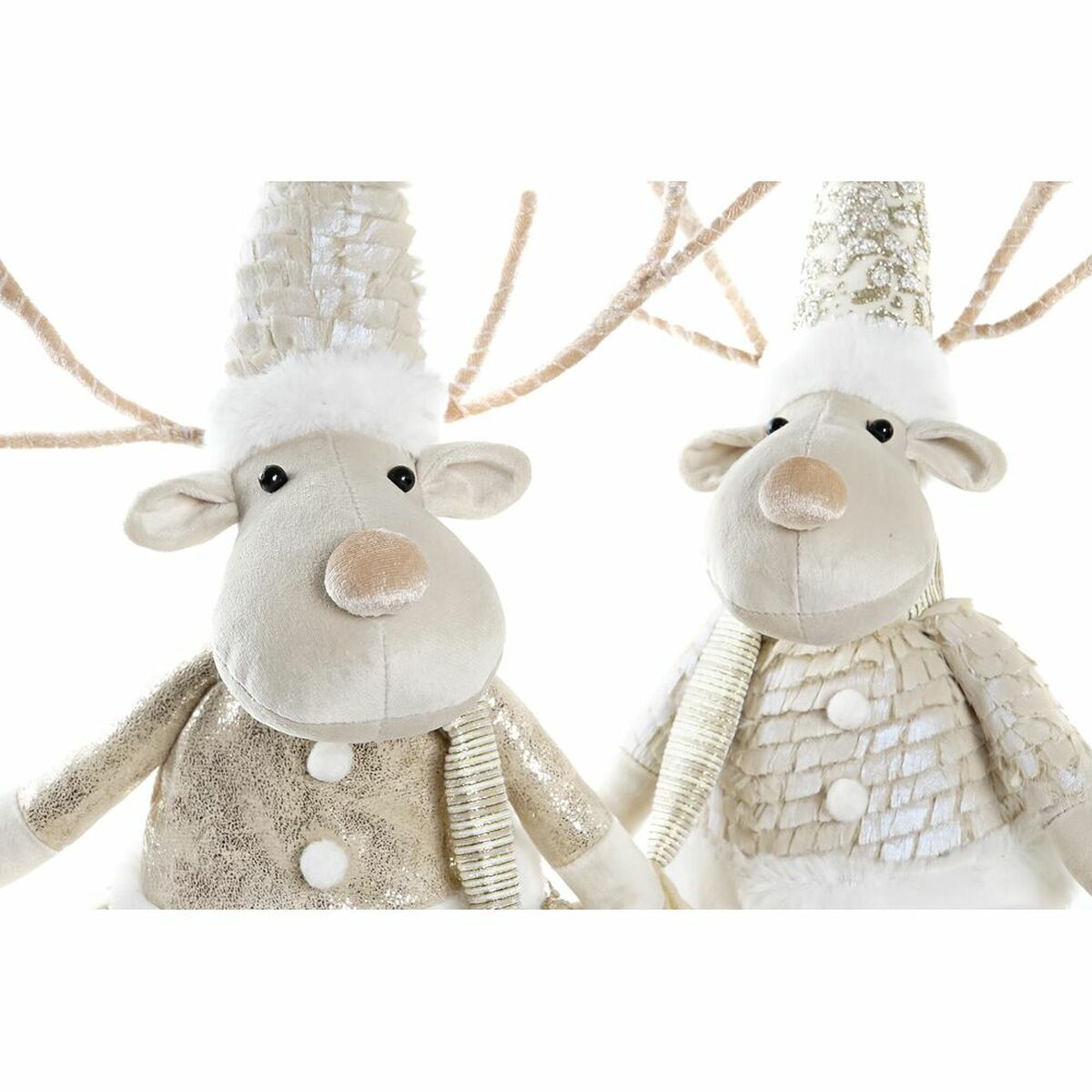 Christmas Ornament DKD Home Decor Polyester Reindeer (19 x 18 x 38 cm) (2 Units)