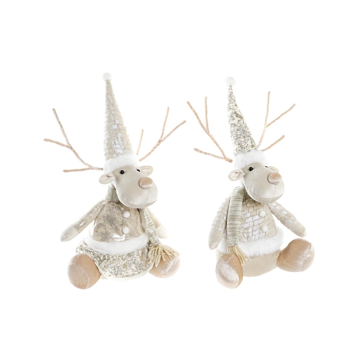 Christmas Ornament DKD Home Decor Polyester Reindeer (19 x 18 x 38 cm) (2 Units)