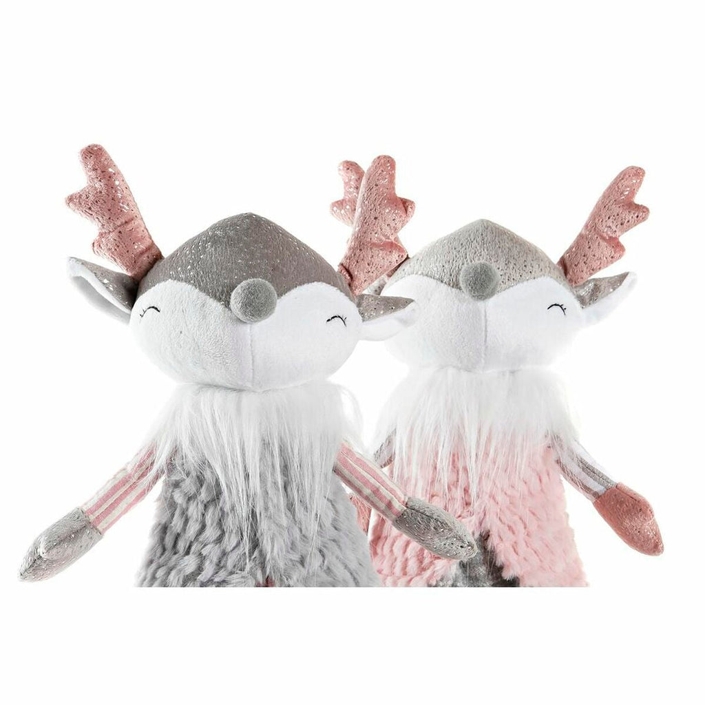 Decorative Figure DKD Home Decor Christmas Animal Polyester Deer (15 x 11 x 49 cm) (2 Units)