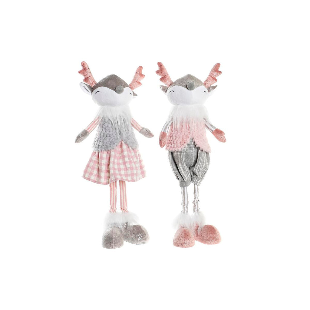 Decorative Figure DKD Home Decor Christmas Animal Polyester Deer (15 x 11 x 49 cm) (2 Units)