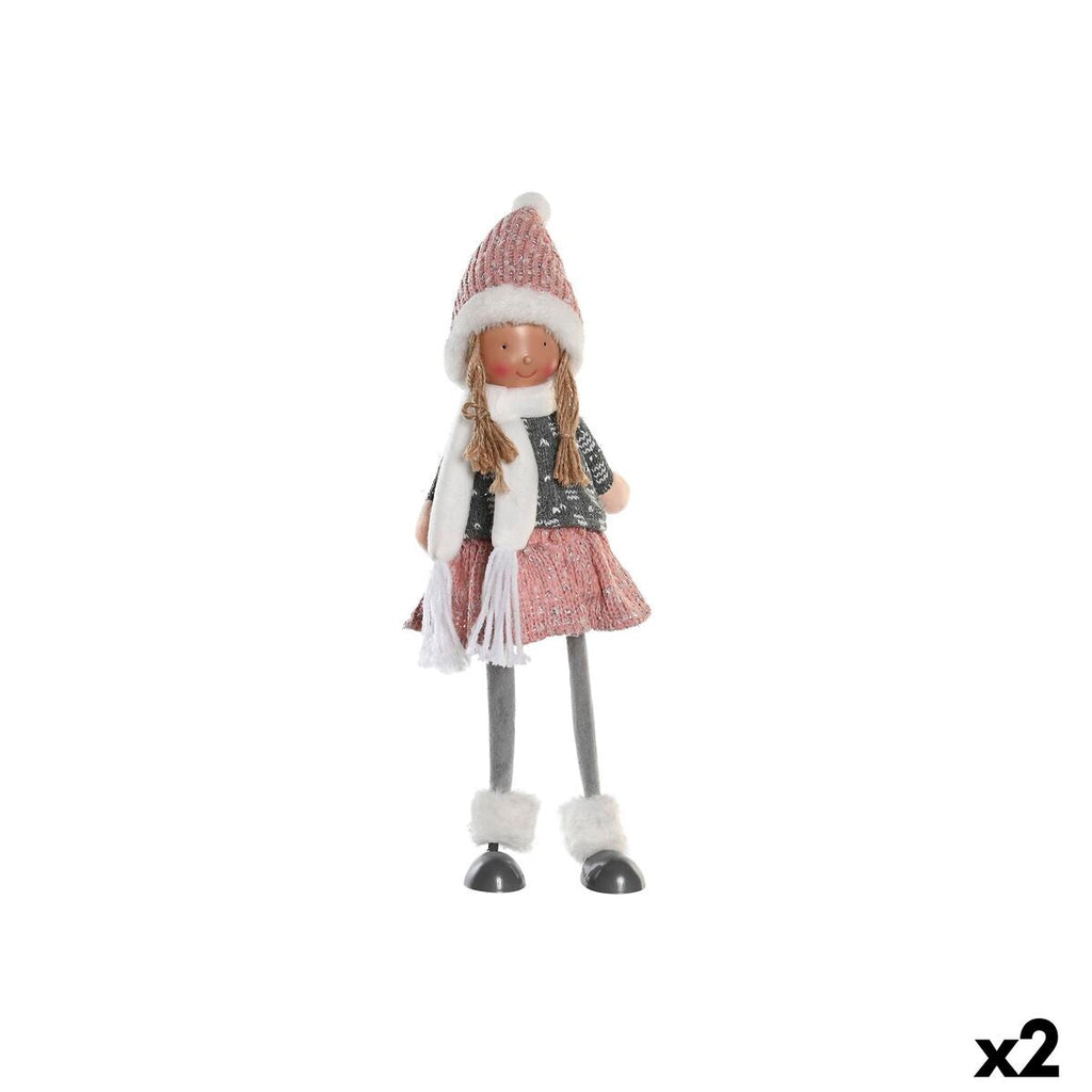 DKD Home Decor Christmas Decorative Figure, Polyester Doll, Girls (15 x 9 x 43 cm) (2 Units)