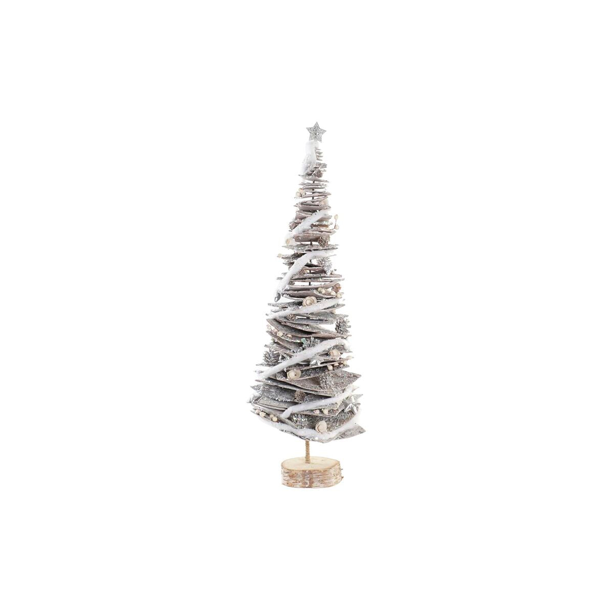 DKD Home Decor Natural Birch Snowy Christmas Tree 34 x 34 x 102 cm