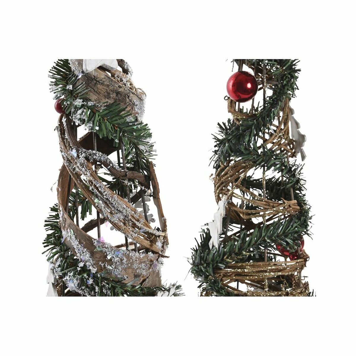 DKD Home Decor Natural Red Metal Green Christmas Tree (14 x 14 x 51 cm) (2 Units)