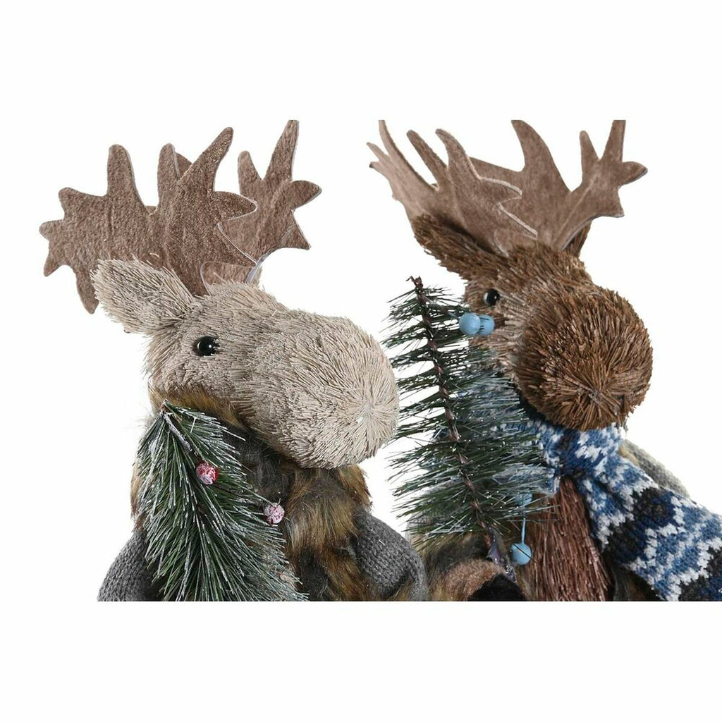Decorative Figure DKD Home Decor Christmas Natural Reindeer polystyrene (15 x 16 x 35 cm) (2 Units)