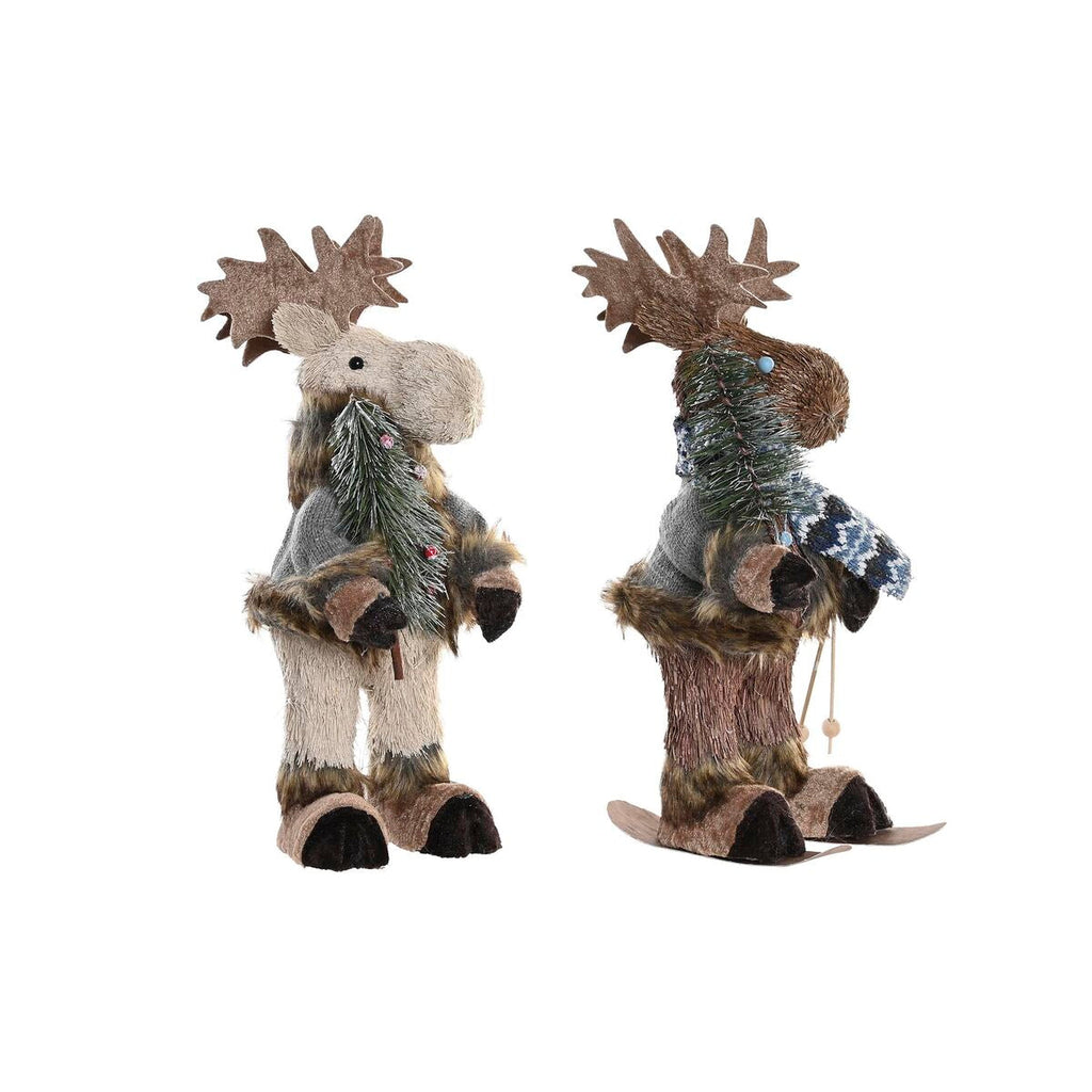 Decorative Figure DKD Home Decor Christmas Natural Reindeer polystyrene (15 x 16 x 35 cm) (2 Units)