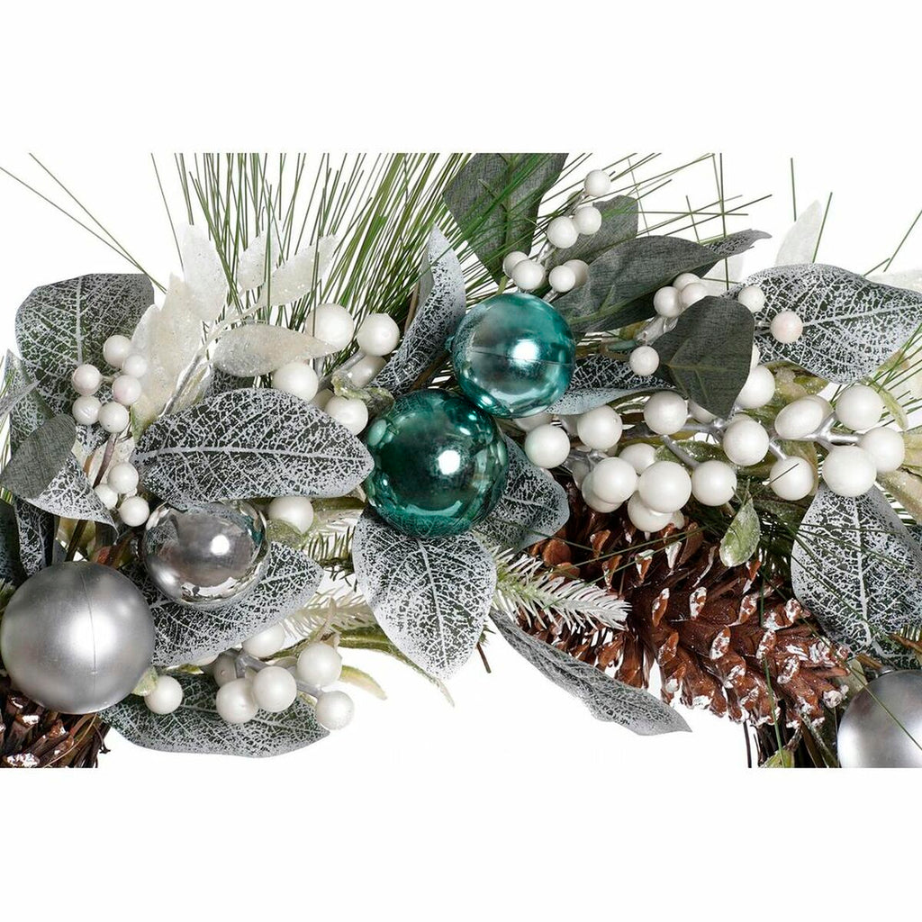 Corona navideña DKD Home Decor, azul y plata, PVC, 60 x 60 x 12 cm