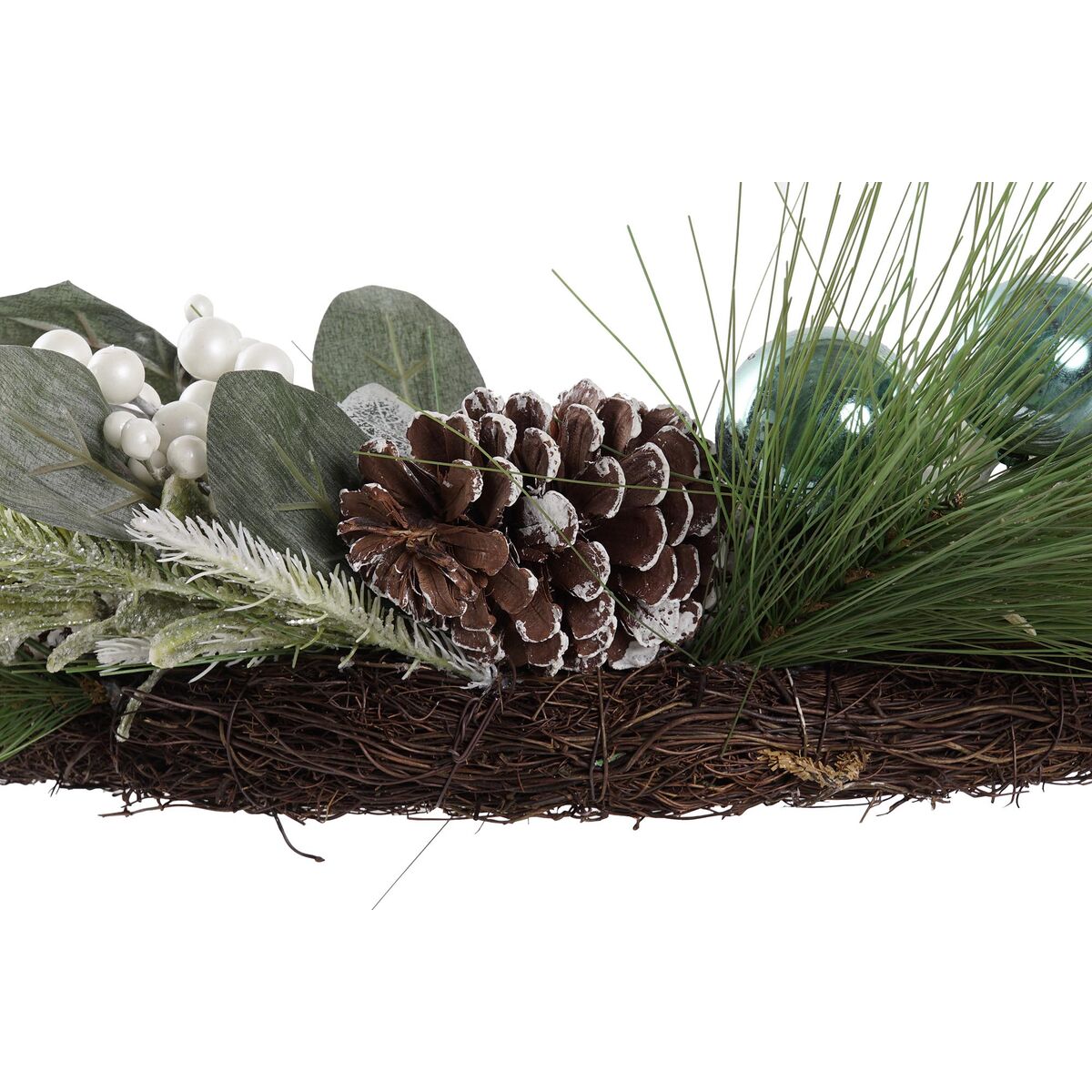 DKD Home Decor Christmas Wreath, Blue, White, Brown, PVC, 60 x 60 x 12 cm