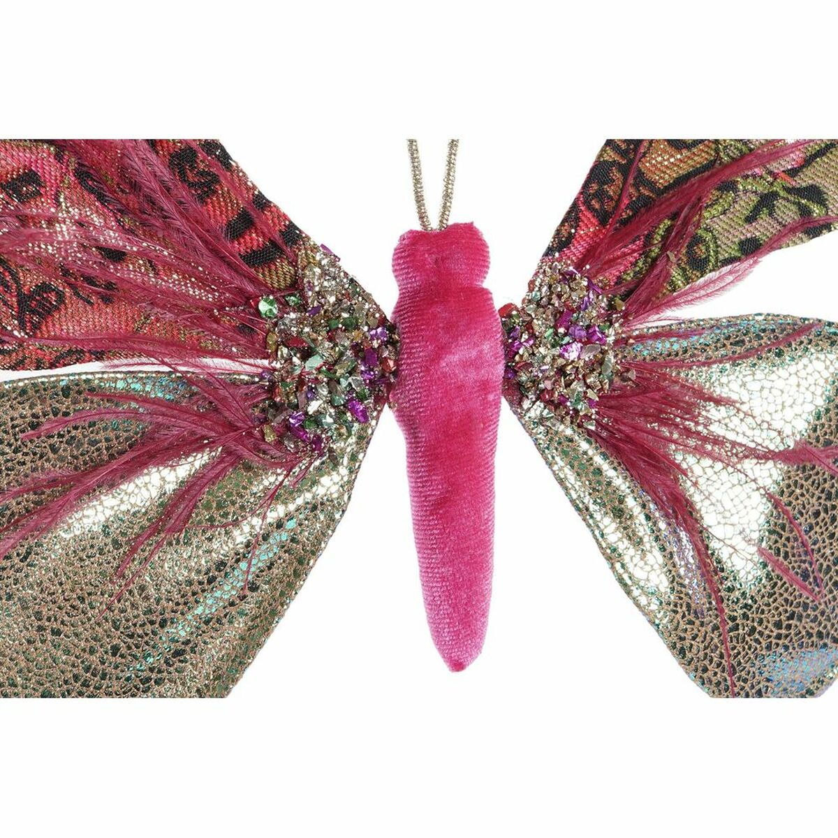 Christmas Ornament DKD Home Decor Polyester Butterfly (22 x 3 x 18 cm) (2 Units)