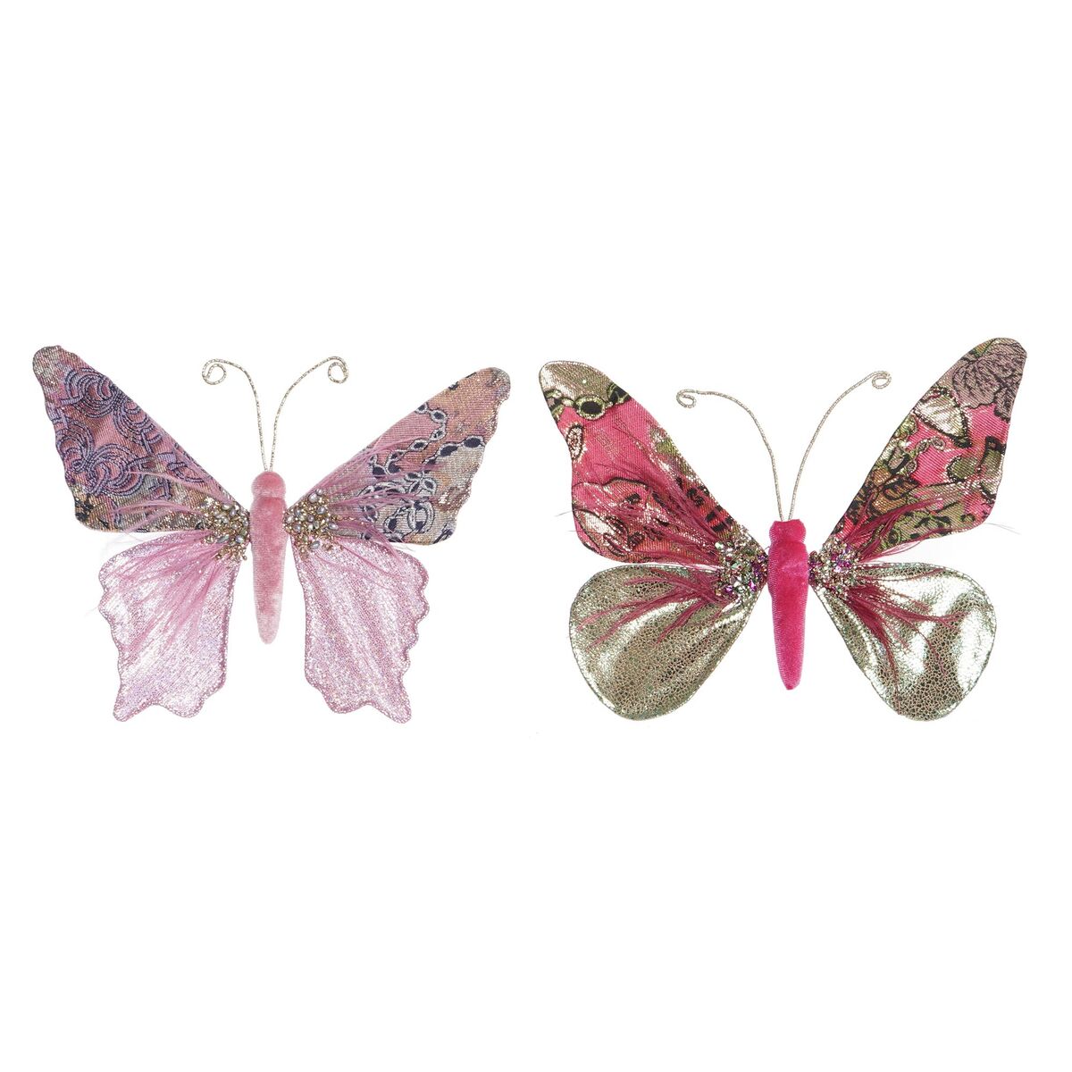 Christmas Ornament DKD Home Decor Polyester Butterfly (22 x 3 x 18 cm) (2 Units)
