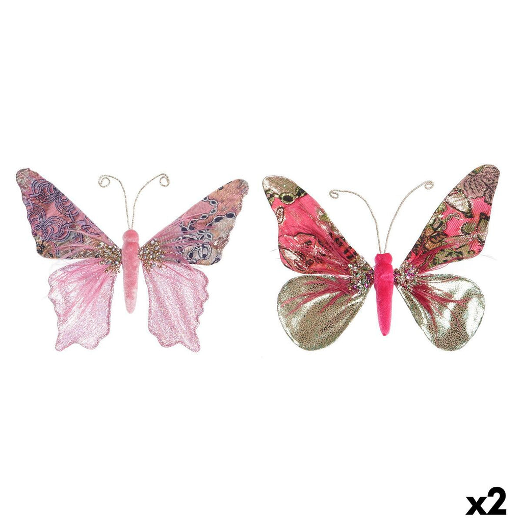 Christmas Ornament DKD Home Decor Polyester Butterfly (22 x 3 x 18 cm) (2 Units)