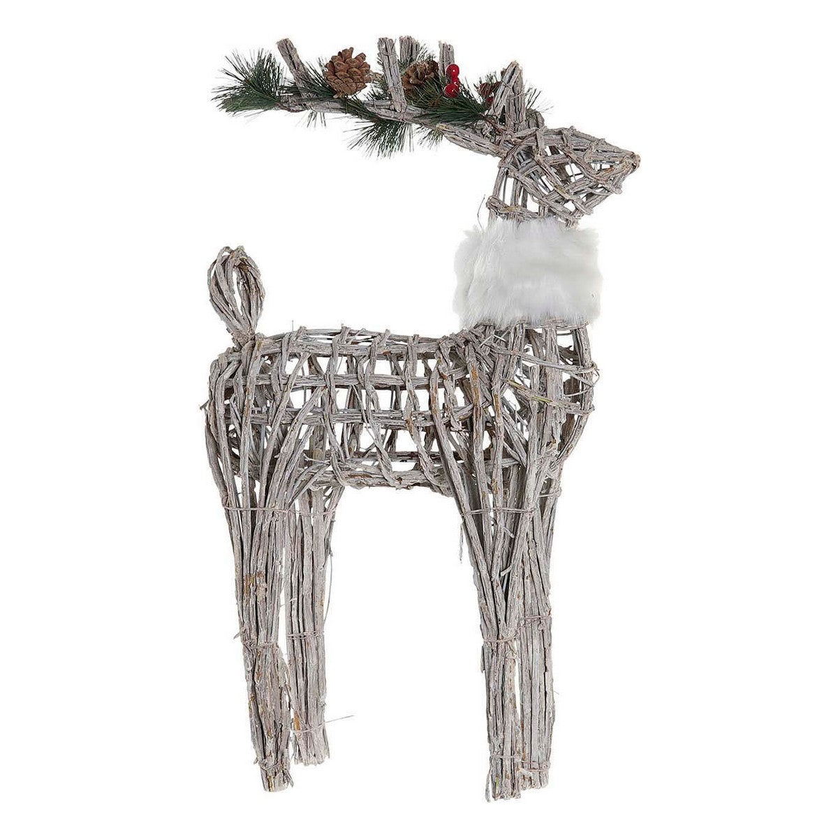 DKD Home Decor Christmas Ornament, White Reindeer, 33 x 14 x 60 cm
