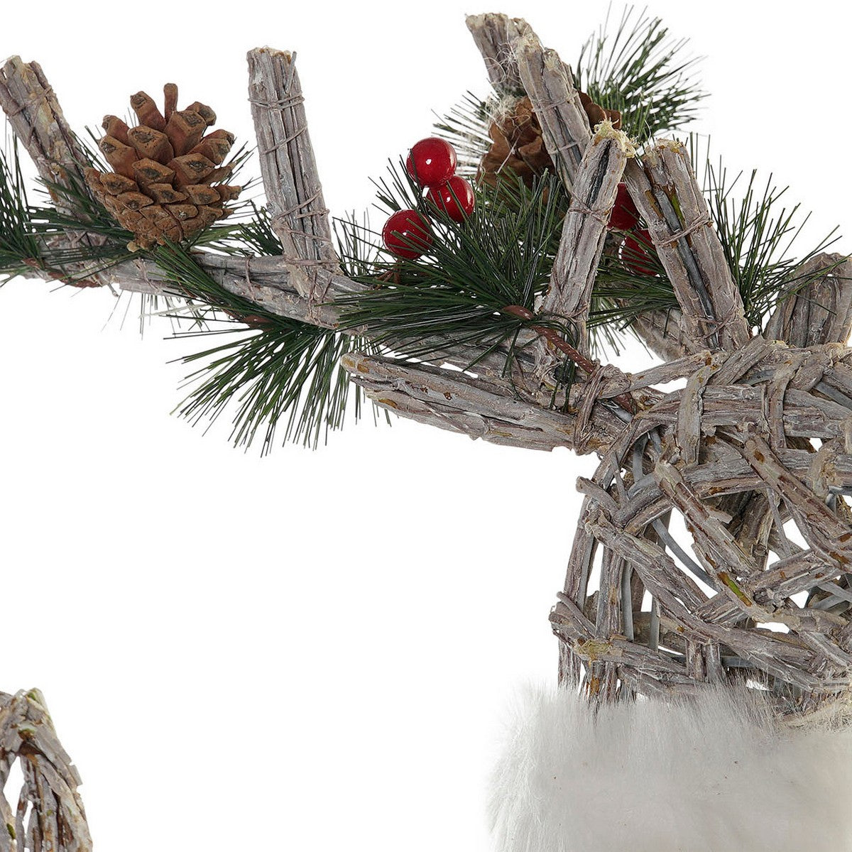 DKD Home Decor Christmas Ornament, White Reindeer, 33 x 14 x 60 cm