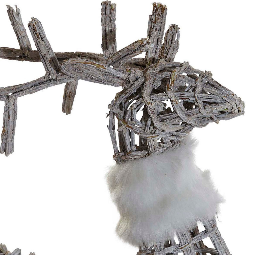 DKD Home Decor Lightweight LED White Wicker Christmas Ornament 60 x 30 x 37 cm (3 Pieces)