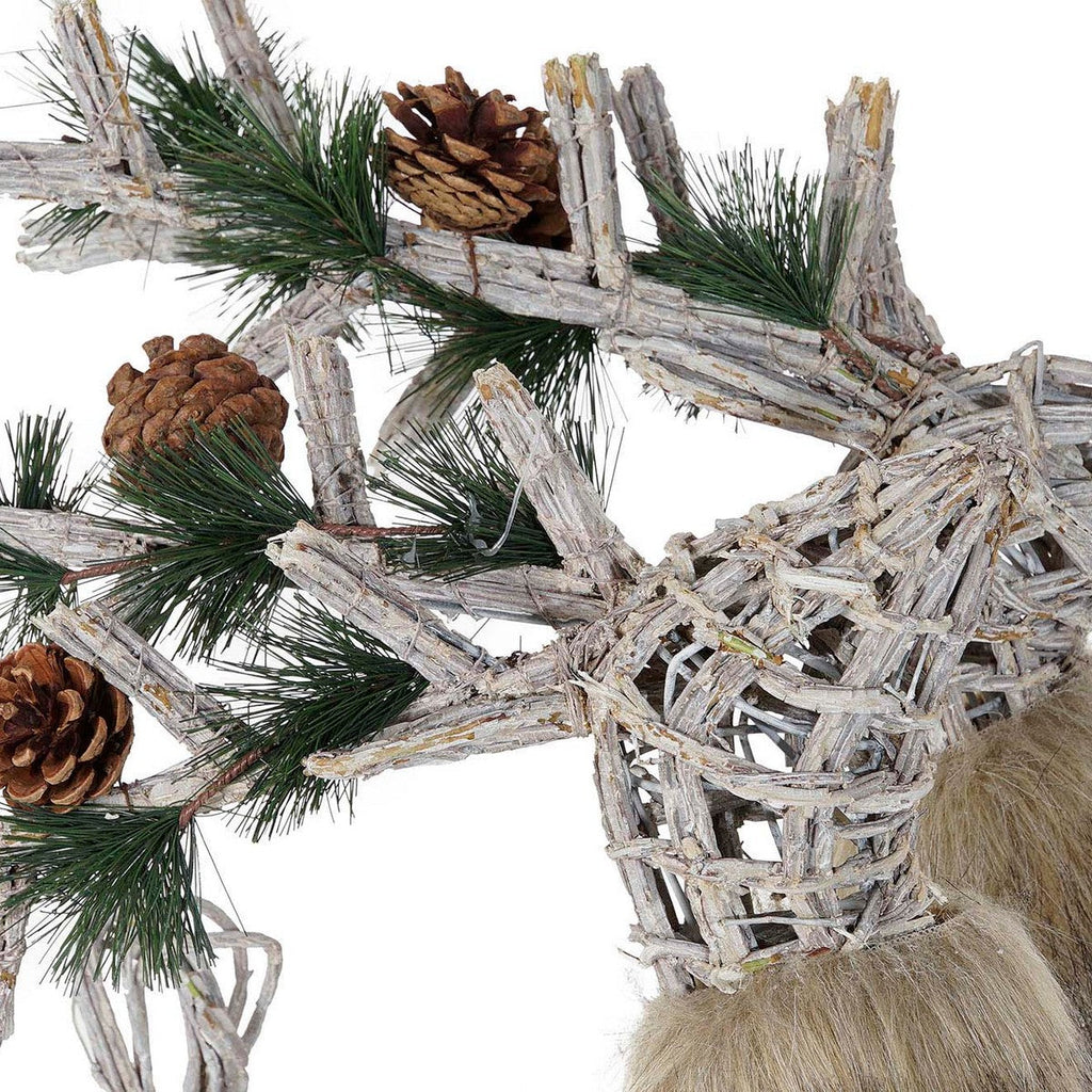 Christmas Ornament DKD Home Decor Reindeer White Brown Wicker 58 x 30 x 30 cm (3 Pieces)
