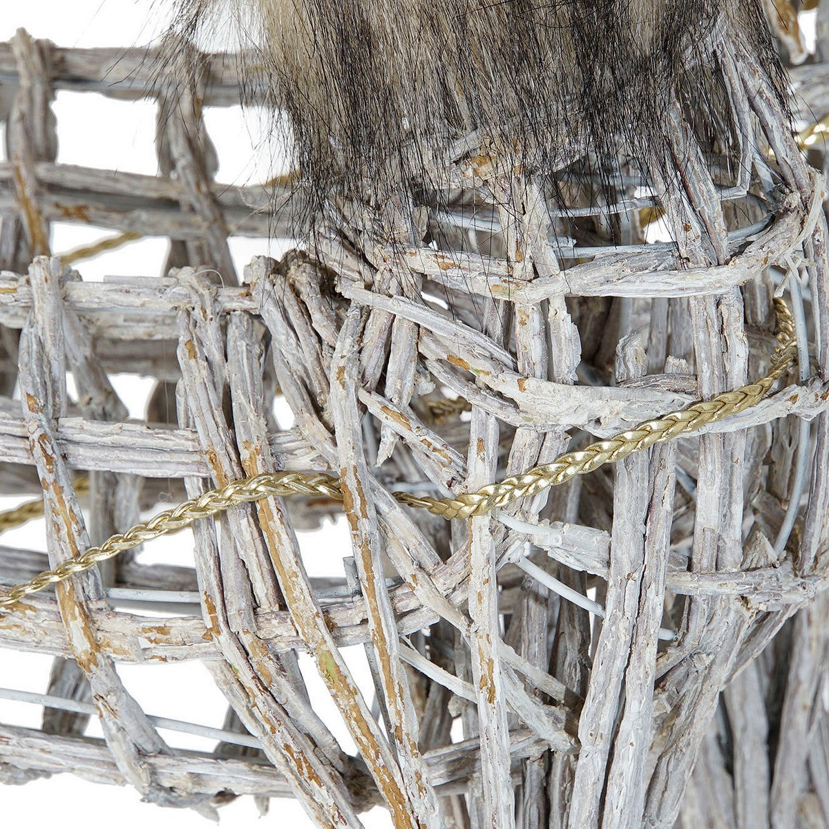 Adorno Natalício DKD Home Decor Rena Branco Castanho vime 58 x 30 x 30 cm (3 Peças)