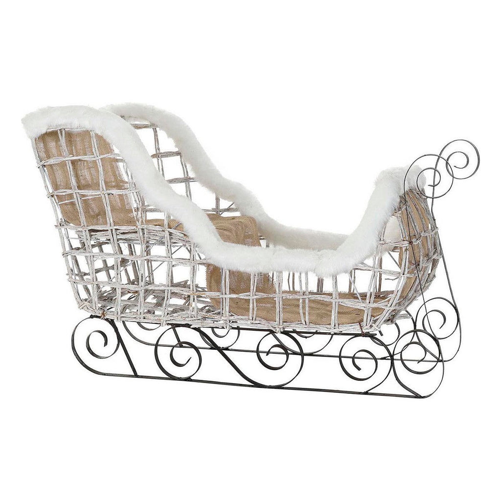 DKD Home Decor Lightweight LED Sleigh Christmas Ornament, White, 90 x 46 x 62 cm