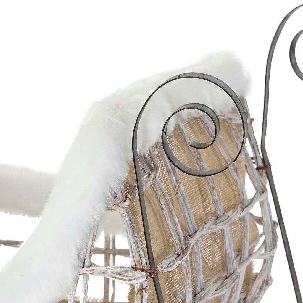 DKD Home Decor Lightweight LED Sleigh Christmas Ornament, White, 90 x 46 x 62 cm