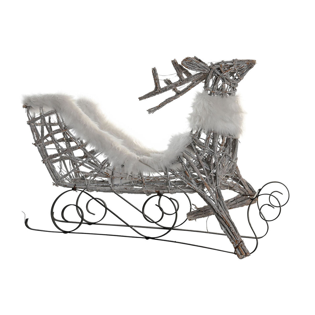 Christmas Ornament DKD Home Decor Reindeer and Sleigh White Wicker Reindeer 75 x 20 x 53 cm
