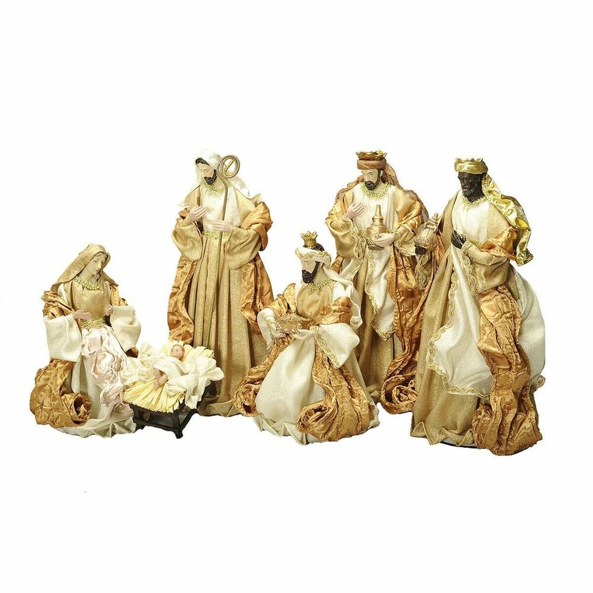 DKD Home Decor Christmas Nativity Scene with Gold Crown, 30 x 5 x 30 cm or 50 x 5 x 50 cm