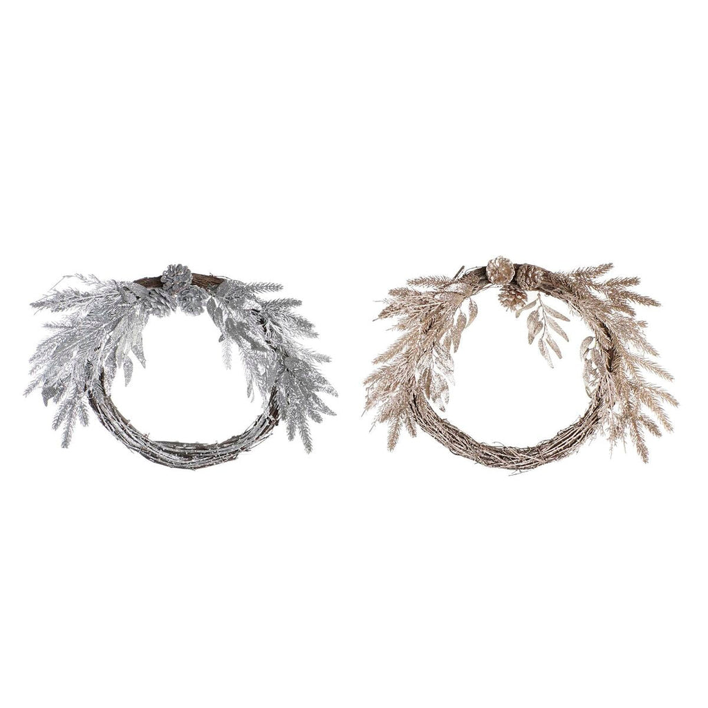 DKD Home Decor Christmas Wreath, Metal Polyester (50 x 6 x 40 cm) (2 Units)